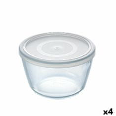 Pyrex Okrogla Posoda za Malico s Pokrovom Pyrex Cook & Freeze 1,1 L 15 x 15 x 10 cm Prozorno Silikon Steklo (4 kosov)