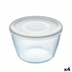 Pyrex Okrogla Posoda za Malico s Pokrovom Pyrex Cook & Freeze 1,6 L 17 x 17 x 12 cm Prozorno Silikon Steklo (4 kosov)