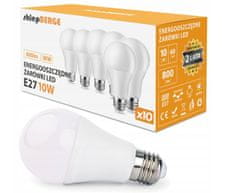 Berge 10x LED žarnica - E27 - 10W - 800Lm - topla bela