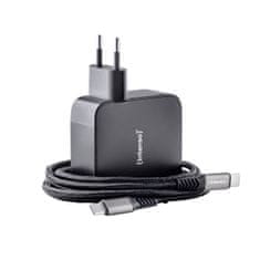 Intenso 140W GaN napajalnik s priključkom 3xUSB-C in 1xUSB-A ter priloženim 2M 200W USB-C kablom