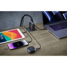 Intenso 140W GaN napajalnik s priključkom 3xUSB-C in 1xUSB-A ter priloženim 2M 200W USB-C kablom