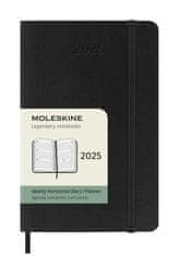 Moleskine Dnevnik 2025 - mehke platnice S, tedenski, vodoraven, črn