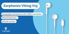 Slušalke Viking V15/USB-C/Wire/White/White