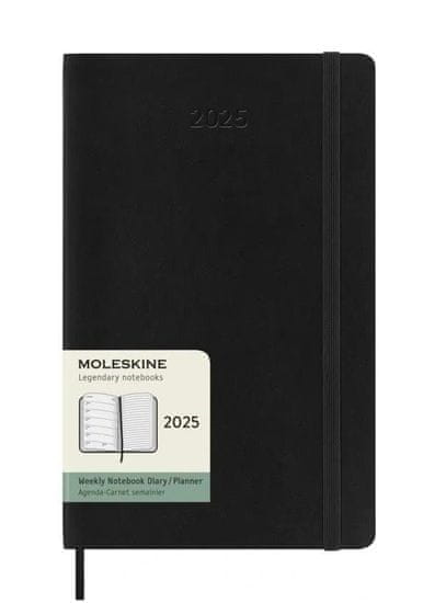 Moleskine Dnevnik 2025 - mehke platnice L, tedenski, črn