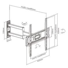 Raztegljiv Brateck LPA69-443 za TV 32"-55" 35kg nastavljiv stenski nosilec