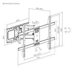 Brateck LPA69-466 Raztegljiv nosilec za televizor 37"-80" 60kg Nastavljiv stenski nosilec Heavy Duty