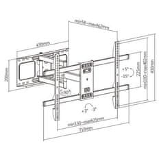 Brateck LPA69-463D raztegljiv nosilec za TV 32"-70" 45kg nastavljiv stenski nosilec