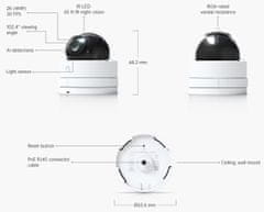 Ubiquiti IP kamera UniFi Protect UVC-G5-Dome-Ultra, notranja, 4Mpx, IR, PoE napajanje, LAN 100Mb, bela