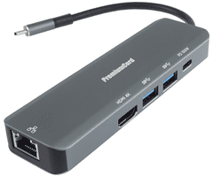 PremiumCord USB-C s HDMI, 2x USB3.2, PD 100W, RJ45