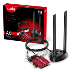 Cudy AX5400 Wi-Fi 6E PCI-Express omrežna kartica, tripasovna, ext. antena s stojalom (WE4000)