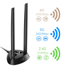 Cudy AX5400 Wi-Fi 6E PCI-Express omrežna kartica, tripasovna, ext. antena s stojalom (WE4000)