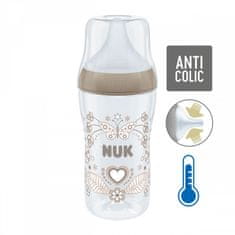 NUK Perfect Match steklenička za dojenčke z uravnavanjem temperature 260 ml, rjava