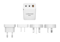 CubeNest Travel PD GaN Adapter 65W S3D1 - (2× USB-C do 65 W, 1× USB-A do 60 W), prenapetostna in prenapetostna zaščita