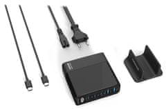 CubeNest S5D0 GaN Adapter 140 W (3 × USB-C do 140 W, 2 × USB-A do 60 W), PD 3.1, prenapetostna in prenizkonapetostna zaščita, zaslon