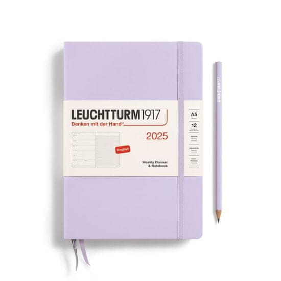 Leuchtturm1917 Tedenski planer in beležnica srednje velikosti (A5) 2025 Lilac