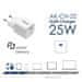 Akyga Univerzalni polnilec USB-C PD 5-12V / max 3A 25W Quick Charge 3.0 GaN, bel