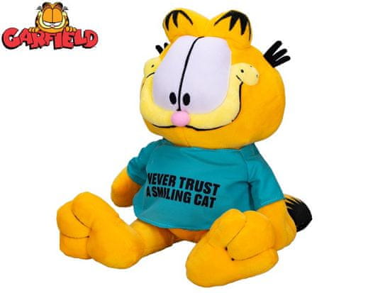 Garfield - "Nikoli ne zaupaj nasmejani mački" 28 cm plišasto sedenje