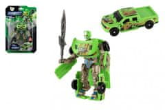 Teddies Transformer avto/robot plastika 14cm zelena na kartici