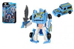 Teddies Transformer avto/robot plastika 14cm modra na kartici