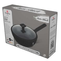 Ponev WOK s titanovo površino in pokrovom 28 cm Matte Black Collection BH-8181