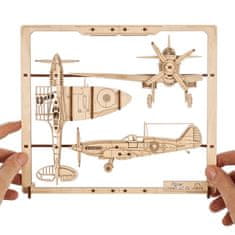 UGEARS 2.5D lesena mehanska sestavljanka Fighter Plane