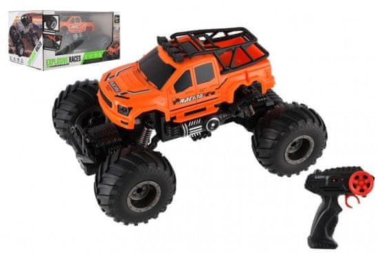 Teddies Avto RC pick up Off road off road plastika 23cm 2,4GHZ baterija z lučjo oranžna v škatli.