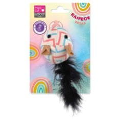 Igrača Magic Cat Rainbow Relax miška s perjem in šantom mačka bela 5,5cm