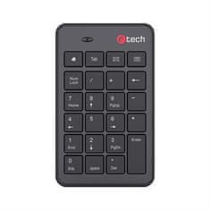 C-TECH tipkovnica KBN-02W, brezžična, številčna, 23 tipk, USB slim črna