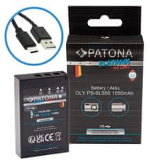 PATONA baterija za fotografije Olympus BLS-5/BLS5 1050mAh Li-Ion Platinum USB-C polnjenje