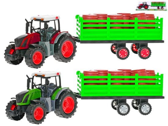 Traktor s 50-centimetrskim traktorjem + 6 sodov - mešanica barv (rdeča, zelena)