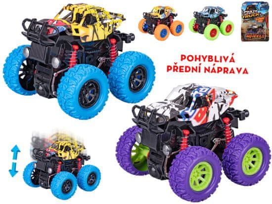 Crazy Truck buggy 9 cm na vztrajniku z velikimi kolesi - mešanica barv (vijolična, oranžna, zelena, modra)