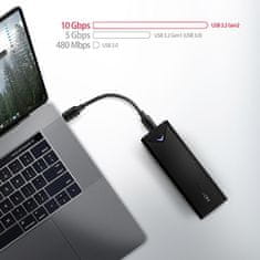 AXAGON EEM2-UB2, USB-C 10Gb/s - M.2 NVMe SSD ARROW box, črna