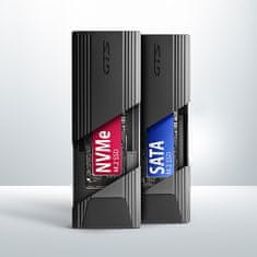 AXAGON EEM2-GTS2, USB-C 10Gb/s - M.2 NVMe & SATA SSD kovinska THIN škatla, brez vijakov