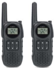 NEDIS walkie-talkie/ doseg 10 km/ 8 kanalov/ UHF/ VOX/ LED luč/ polnilna baterija/ USB-C/ 2 kosa/ črna