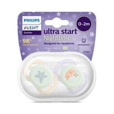 Philips AVENT Ultrastart nočni dudelec 0-2m deklica, 2 kosa