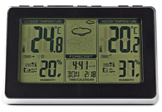 Nedis Vremenska postaja WEST400B/ notranja in zunanja/ digitalna/ brezžična vremenska senzorika/ vremenska napoved/ čas/ LED/ budilka