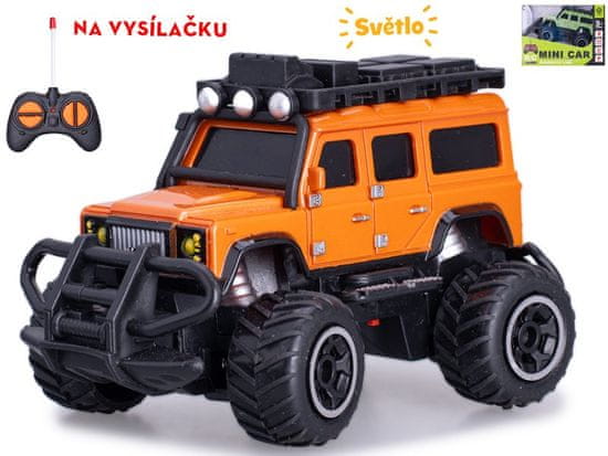 R/C terensko vozilo 14 cm 1:43 27 MHz polno delujoča baterija z lučko - mešanica barv (oranžna, zelena)