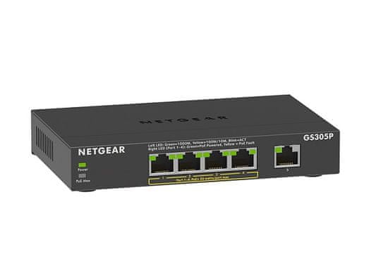 Netgear 5-portno gigabitno ethernetno SOHO stikalo brez upravljanja s 4 priključki PoE+ - GS305Pv3