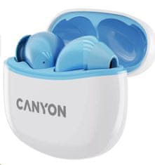 CANYON TWS-5 BT slušalke z mikrofonom, BT V5.3 JL 6983D4, 500mAh+40mAh ohišje do 38 ur, modre