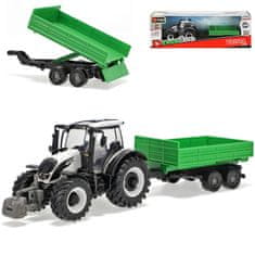 Bburago Farm 10cm traktor s prikolico - Valtra N174 - Prikolica s sklanjanjem