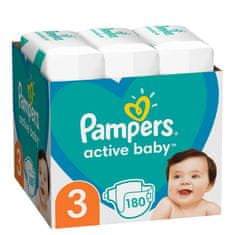 Pampers Aktivne otroške plenice 3 (180 kosov), 6-10 kg