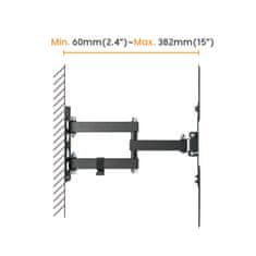 Brateck LPA68-443 Izvlečni nosilec za TV 23"-55" 30kg nastavljiv stenski nosilec