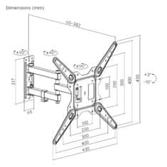 Brateck LPA68-443 Izvlečni nosilec za TV 23"-55" 30kg nastavljiv stenski nosilec