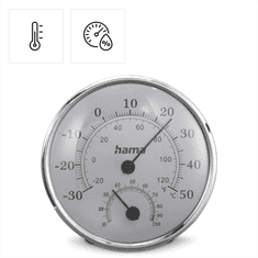 Hama Saipan, analogni termometer/merilec vlage, srebrna/siva