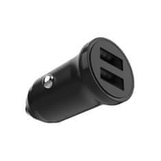 Komplet avtomobilskega polnilnika FIXED z izhodom 2xUSB in kablom USB/Lightning, 1 meter, certifikat MFi, 15W Smart Rapid Charge, črn