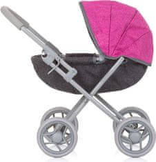 CHIPOLINO Globok voziček za lutke Daisy Grey,Pink linen