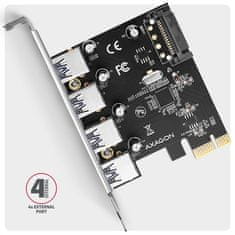 AXAGON PCEU-430RS, krmilnik PCIe, 4x vrata USB 5Gb/s, napajanje SATA, Renesas PD720201, SP