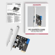 AXAGON PCEU-232RS, krmilnik PCIe, 2+2x vrata USB 5Gb/s, napajanje SATA, Renesas PD720201, SP in LP