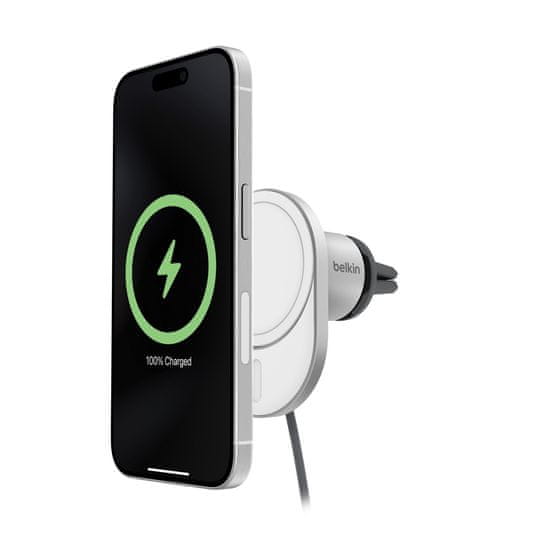 Belkin BOOST CHARGE Qi2 Magnetni nosilec za polnjenje v avtomobilu, 15 W, brez adapterja, siv