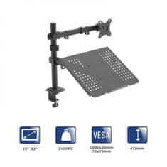 Akyga Monitorska roka s stojalom za prenosni računalnik AK-MB-04 VESA 75x75 mm / 100x100 mm 15-32"